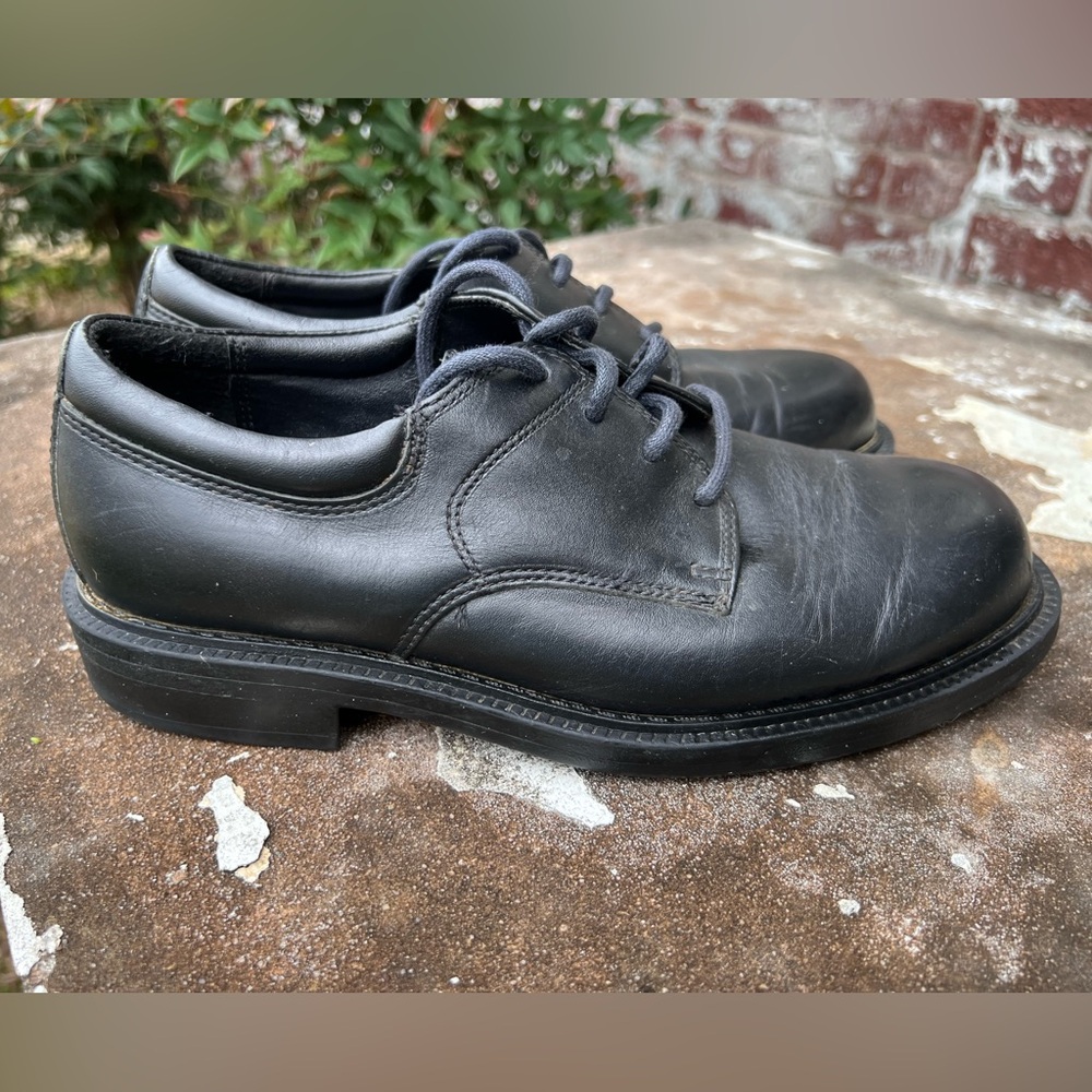The Leather Collection Oxford Shoes Mens 8 Black Leather Lace Up Casual Y2K